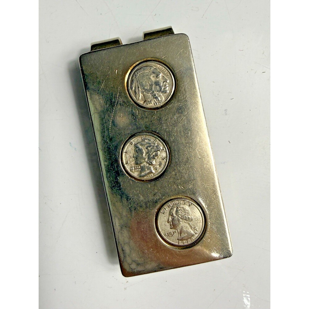 Vintage 1980's Anson Gold Tone Money Clip, Decorative Mini US Loose Change